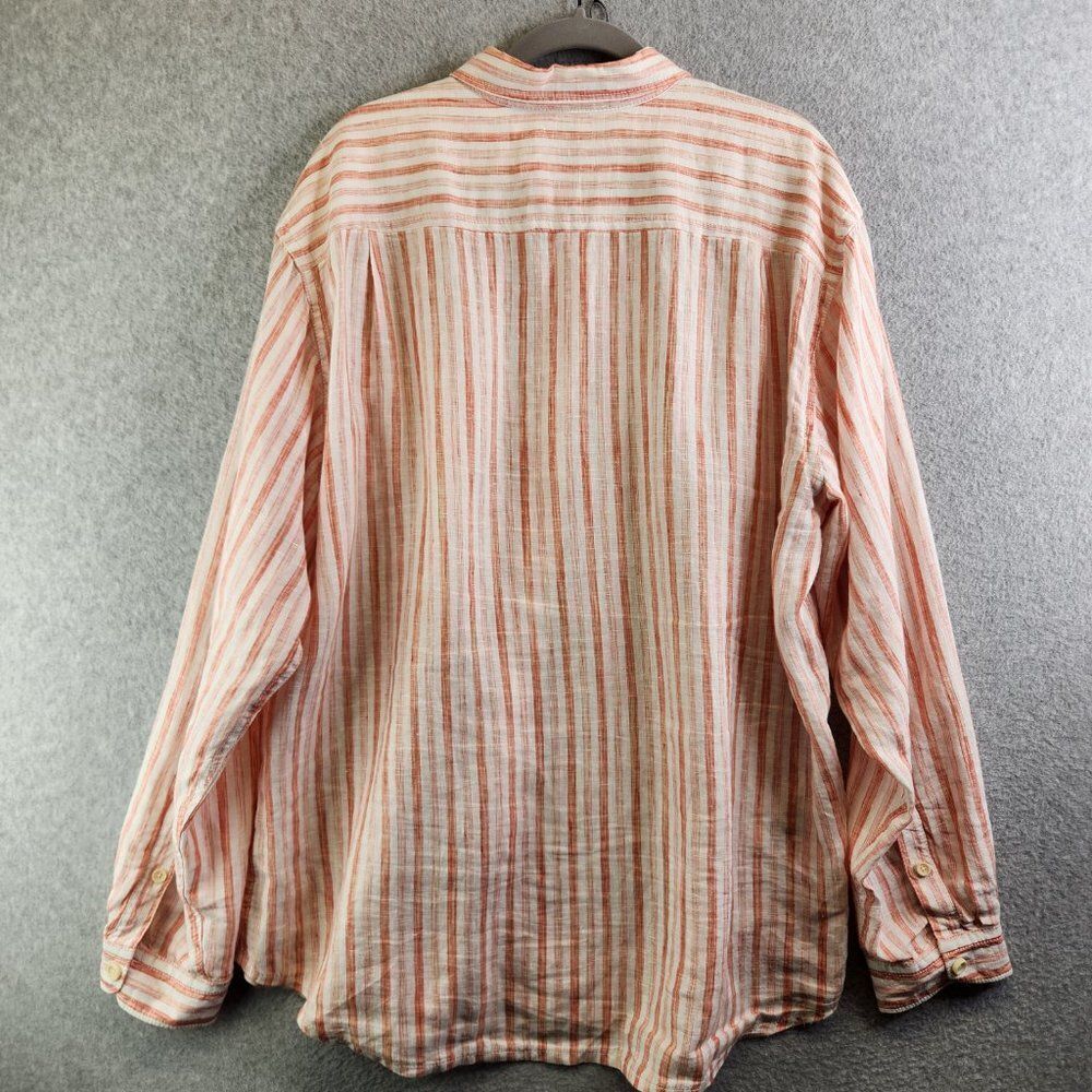 Tommy Bahama Relax Shirt Mens XL Orange Striped Linen Long Sleeve Pocket - Picture 13 of 14